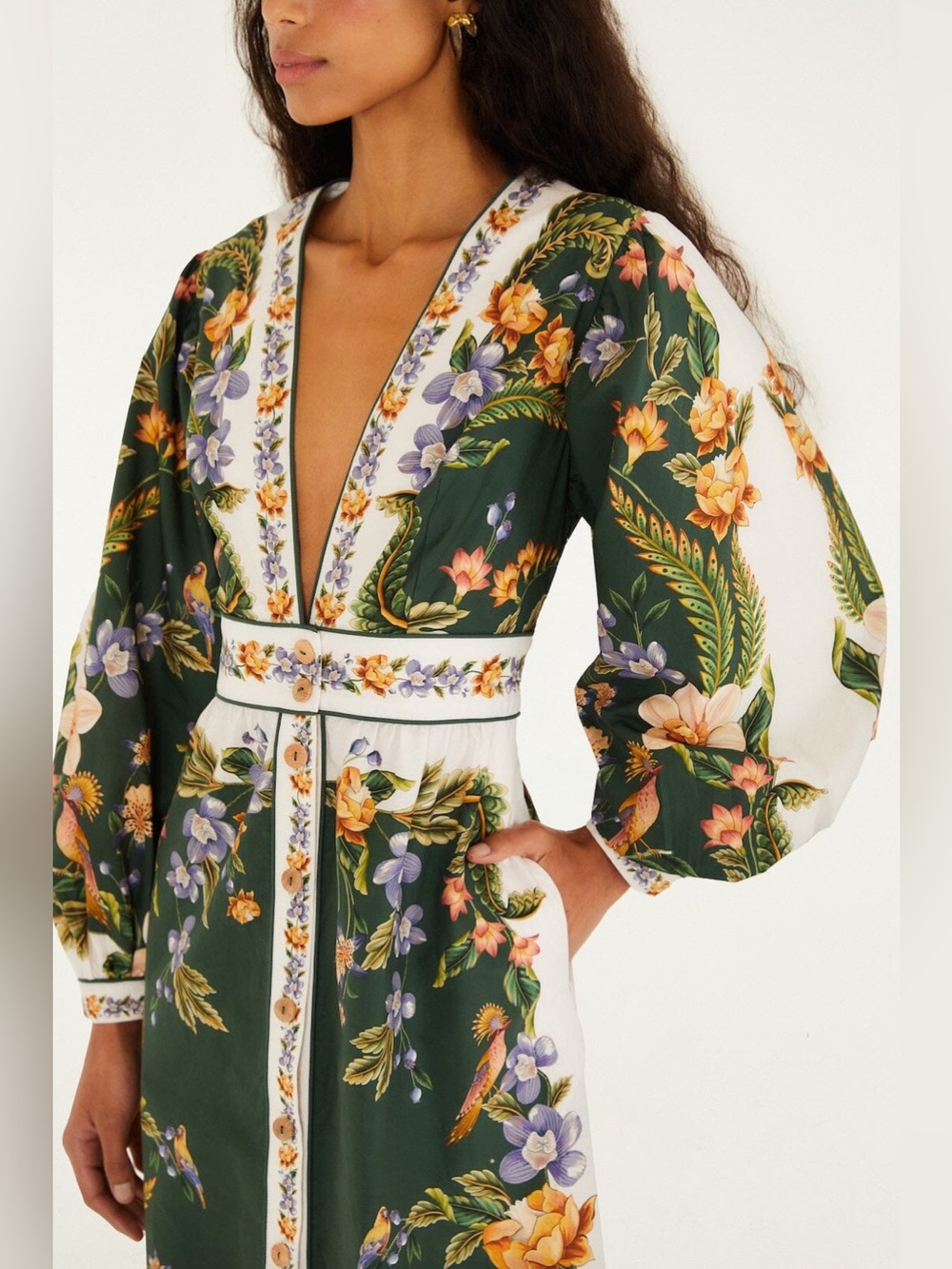 Farm Rio: Green Nature V Neck Buttoned
Maxi Dress - Picture 2 of 10